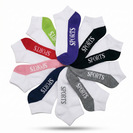 9x Cotton Sports Ankle Socks Bulk Pack - Low Cut Anklet Cushion Running Socks (Assorted Colours)