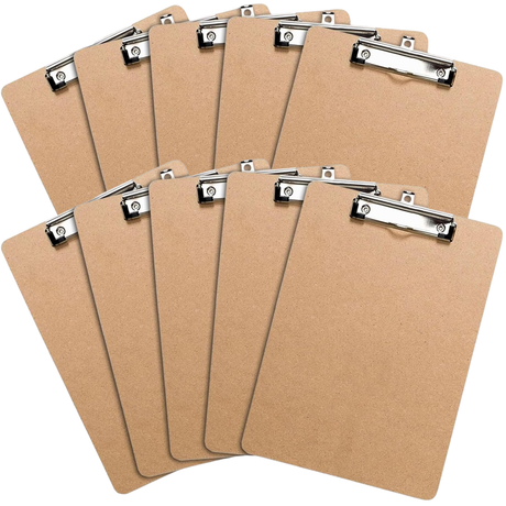 12x Wooden A4 Clipboard Bulk Pack - Office Writing Board/Restaurant Menu Clip Hardboard