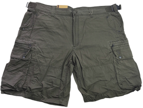 Mens Plus Size 100% Cotton Cargo Shorts - Heavy Duty Summer Shorts - Khaki Green