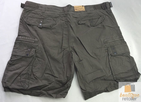 Mens 100% Cotton Cargo Shorts - Khaki Green (Heavy Duty Summer Shorts)