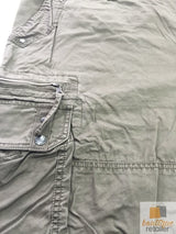 Mens 100% Cotton Cargo Shorts - Khaki Green (Heavy Duty Summer Shorts)