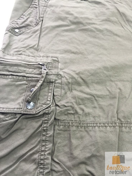 Mens 100% Cotton Cargo Shorts - Khaki Green (Heavy Duty Summer Shorts)