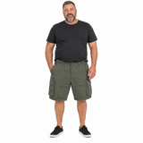 Mens 100% Cotton Cargo Shorts - Khaki Green (Heavy Duty Summer Shorts)