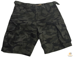 Mens Heavy Duty Cargo Shorts - Dark Camo (Adjustable 100% Cotton Drill Work Summer)