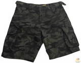 Mens Heavy Duty Cargo Shorts - Dark Camo (Adjustable 100% Cotton Drill Work Summer)