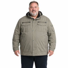 Mens Plus Size 100% Cotton Hooded Winter Coat - Green (Big & Tall Warm Jacket)