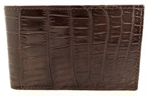 Mens Genuine Crocodile Leather Slim Bi Fold Wallet - Brown