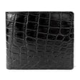 Mens Genuine Crocodile Leather Large Bi Fold Wallet - Black