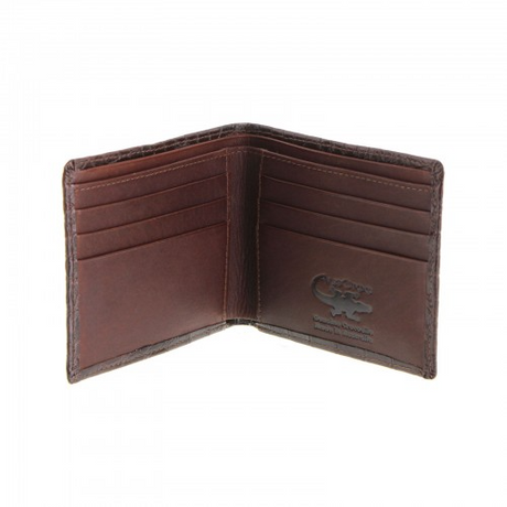 Mens Genuine Skin Crocodile Leather Wallet Bi Fold Credit Card Gift - Brown
