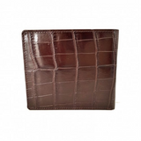 Mens Genuine Skin Crocodile Leather Wallet Bi Fold Credit Card Gift - Brown