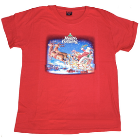 100% Cotton Adult Christmas T Shirt Xmas Top Santa Red White Party Costume - White