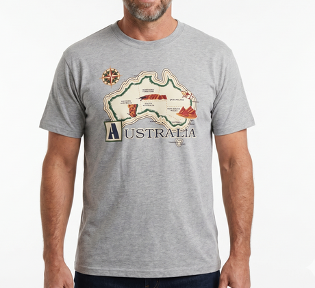 Grey Adults Australia T-Shirt - 100% Cotton Souvenir Gift