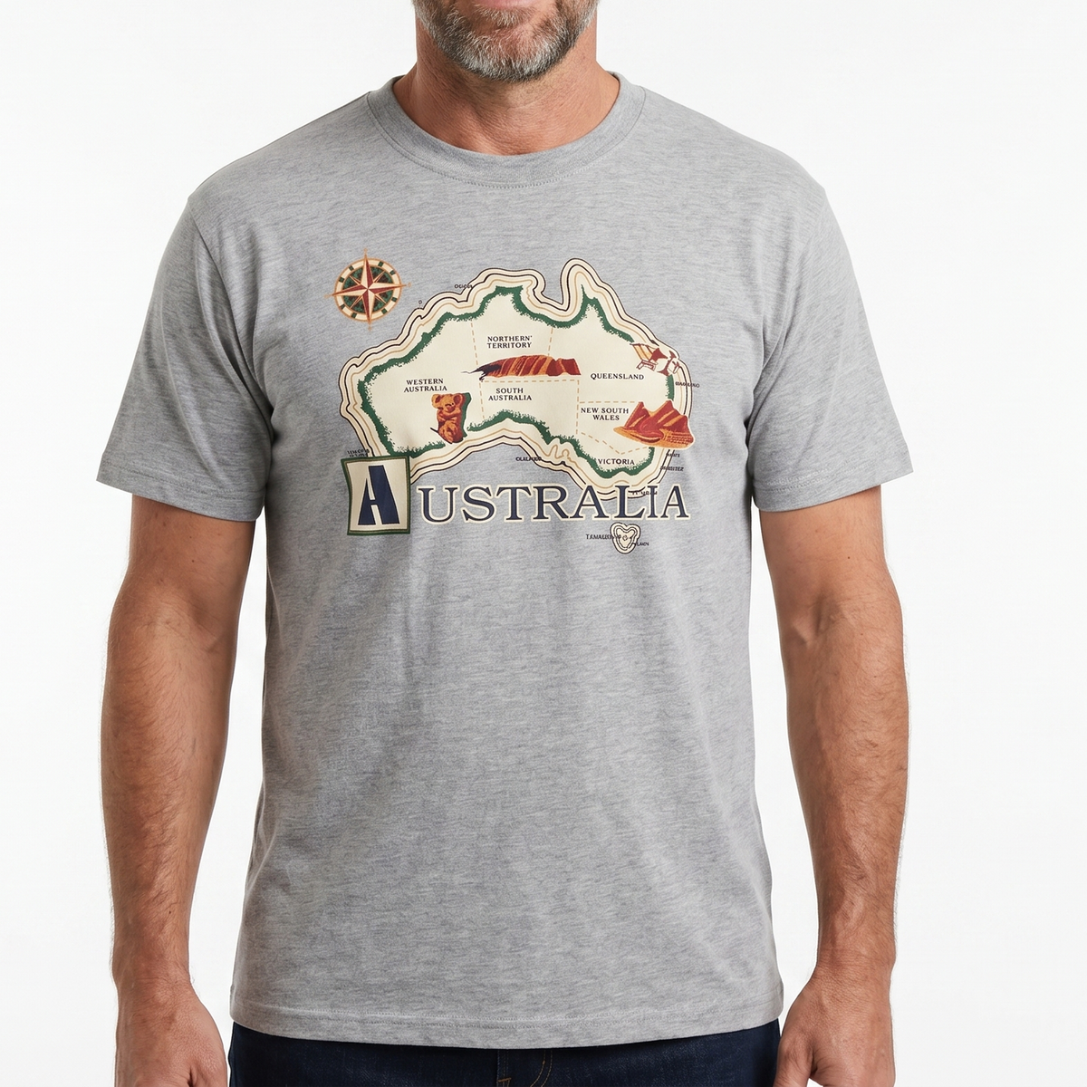Grey Adults Australia T-Shirt - 100% Cotton Souvenir Gift – Boutique ...