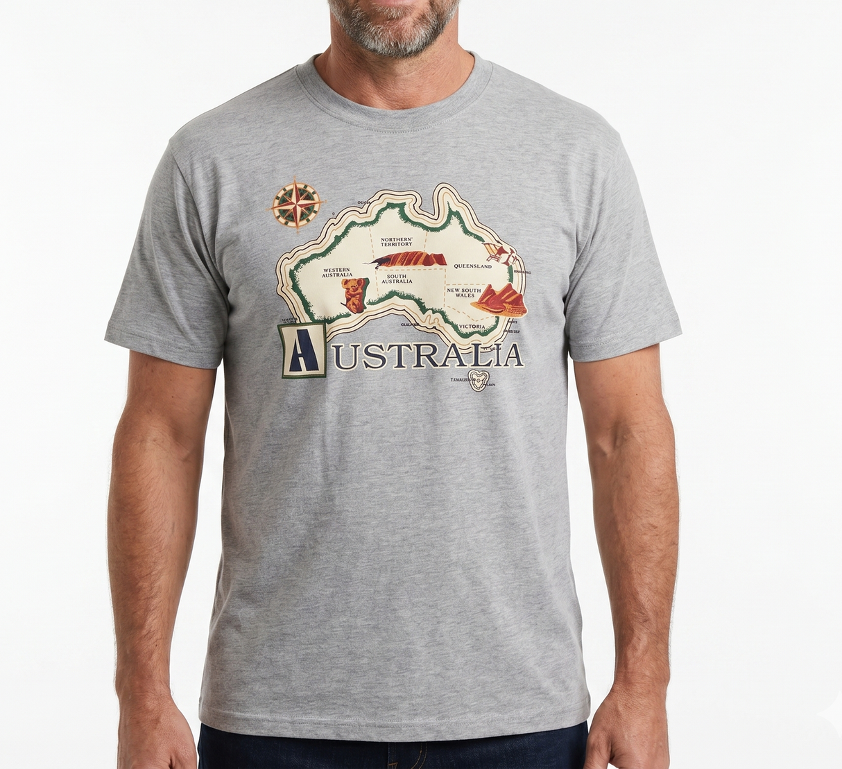 Grey Adults Australia T-Shirt - 100% Cotton Souvenir Gift