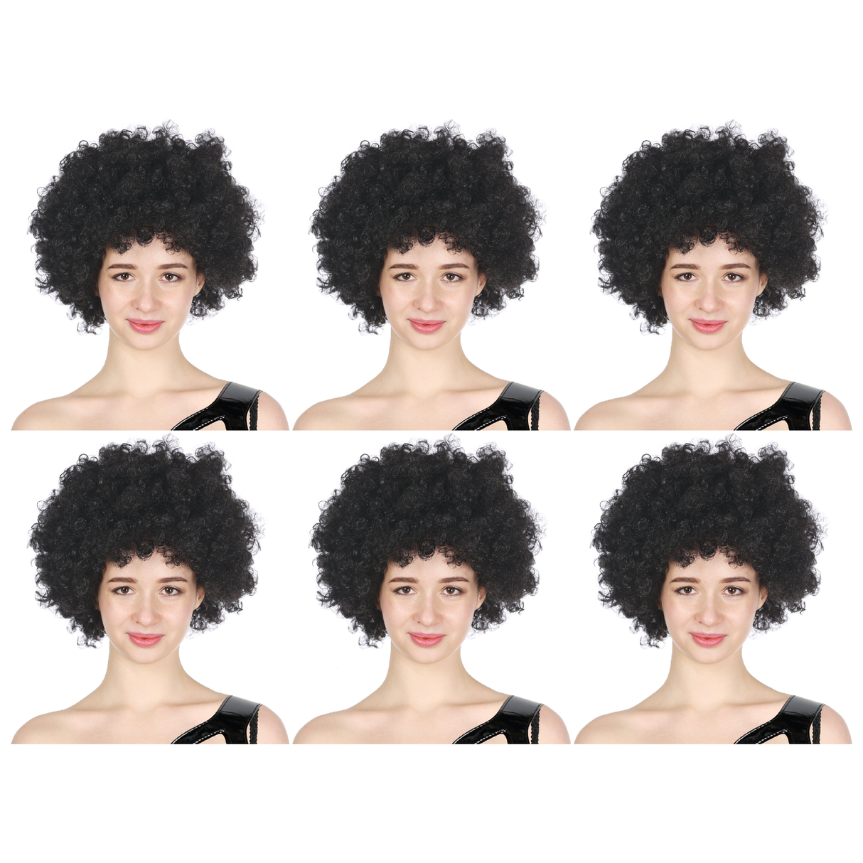 6x Black Afro Wig Bulk Pack - Deluxe Curly Hair for 70s/80s Costume & Fancy Dress Party