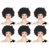6x Black Afro Wig Bulk Pack - Deluxe Curly Hair for 70s/80s Costume & Fancy Dress Party