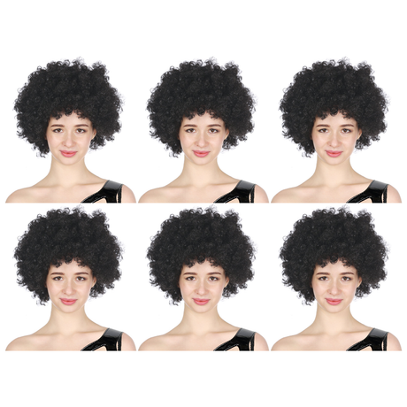 6x Black Afro Wig Bulk Pack - Deluxe Curly Hair for 70s/80s Costume & Fancy Dress Party