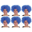 6x Blue Afro Wig Bulk Pack - Deluxe Curly Hair for 70s/80s Costume & Fancy Dress Party
