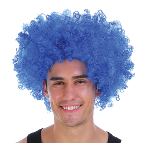 Blue Afro Wig - Deluxe Curly Hair for 70s/80s Costume & Fancy Dress Party