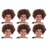 6x Brown Afro Wig Bulk Pack - Deluxe Curly Hair for 70s/80s Costume & Fancy Dress Party