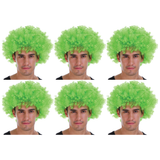 6x Green Afro Wig Bulk Pack - Deluxe Curly Hair for 70s/80s Costume & Fancy Dress Party
