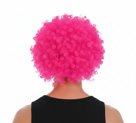 Pink Afro Wig - Deluxe Curly Hair for 70s/80s Costume & Fancy Dress Party