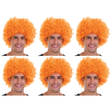 6x Orange Afro Wig Bulk Pack - Deluxe Curly Hair for 70s/80s Costume & Fancy Dress Party