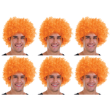 6x Orange Afro Wig Bulk Pack - Deluxe Curly Hair for 70s/80s Costume & Fancy Dress Party