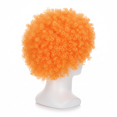 6x Orange Afro Wig Bulk Pack - Deluxe Curly Hair for 70s/80s Costume & Fancy Dress Party