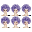 6x Purple Afro Wig Bulk Pack - Deluxe Curly Hair for 70s/80s Costume & Fancy Dress Party