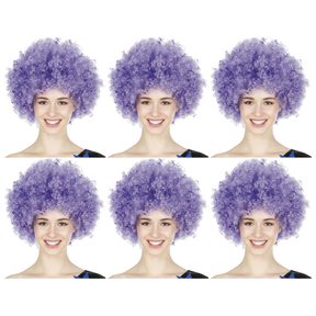 6x Purple Afro Wig Bulk Pack - Deluxe Curly Hair for 70s/80s Costume & Fancy Dress Party