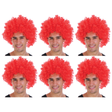 6x Red Afro Wig Bulk Pack - Deluxe Curly Hair for 70s/80s Costume & Fancy Dress Party