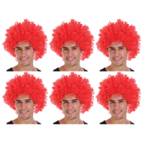 6x Red Afro Wig Bulk Pack - Deluxe Curly Hair for 70s/80s Costume & Fancy Dress Party