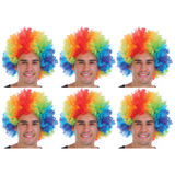 6x Rainbow Afro Wig Bulk Pack - Deluxe Curly Hair for 70s/80s Costume & Fancy Dress Party