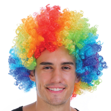 6x Rainbow Afro Wig Bulk Pack - Deluxe Curly Hair for 70s/80s Costume & Fancy Dress Party