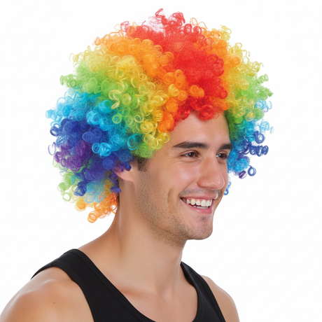 Rainbow Afro Wig - Deluxe Curly Hair for 70s/80s Costume & Fancy Dress Party