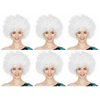 6x White Afro Wig Bulk Pack - Deluxe Curly Hair for 70s/80s Costume & Fancy Dress Party
