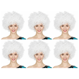 6x White Afro Wig Bulk Pack - Deluxe Curly Hair for 70s/80s Costume & Fancy Dress Party