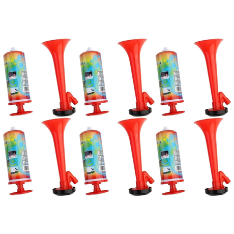 6x Air Horn Bulk Pack - Loud Pump Action Reusable Plastic Klaxon (Party Prop/Sports Event)