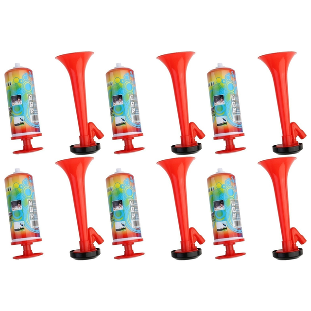 6x Air Horn Bulk Pack - Loud Pump Action Reusable Plastic Klaxon (Party Prop/Sports Event)