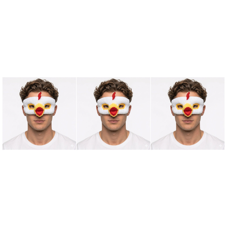 3x Chicken Eye Mask – Animal Costume Accessory for Halloween & Party (Pack)