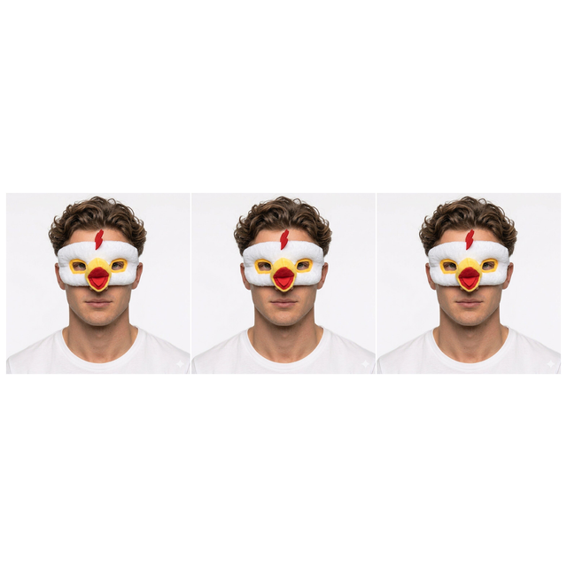 3x Chicken Eye Mask – Animal Costume Accessory for Halloween & Party (Pack)