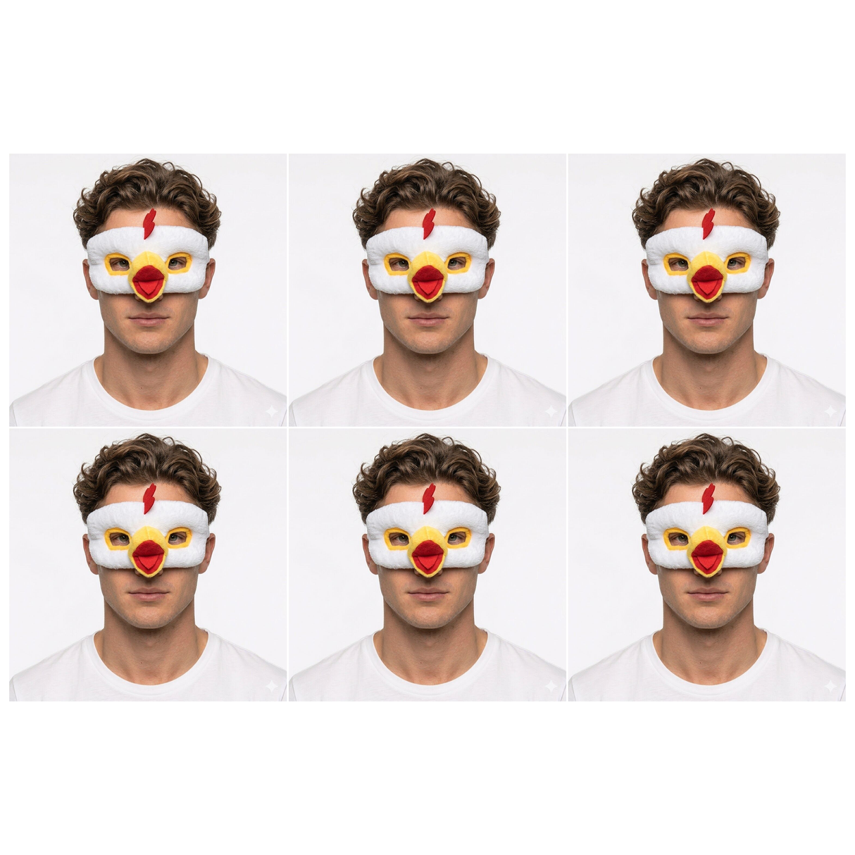 6x Chicken Eye Mask – Animal Costume Accessory for Halloween & Party (Bulk Pack)