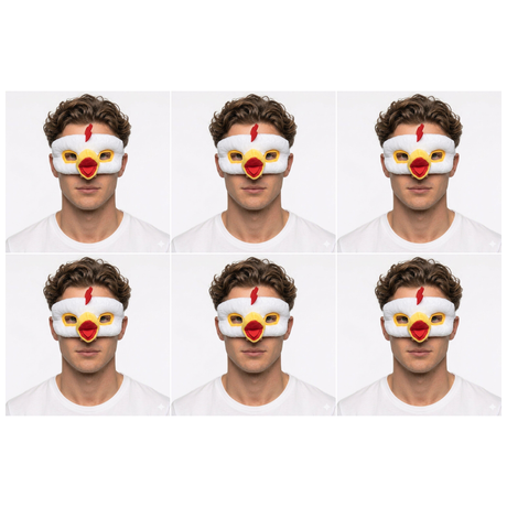 6x Chicken Eye Mask – Animal Costume Accessory for Halloween & Party (Bulk Pack)