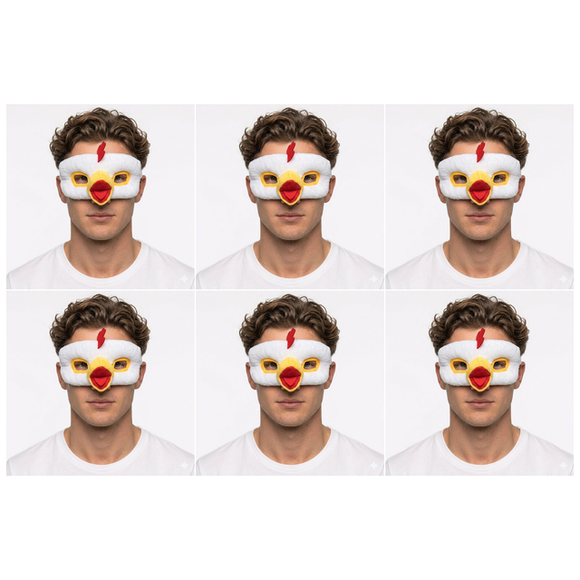 6x Chicken Eye Mask – Animal Costume Accessory for Halloween & Party (Bulk Pack)