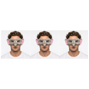 3x Elephant Eye Mask – Animal Costume Accessory for Halloween & Party (Pack)