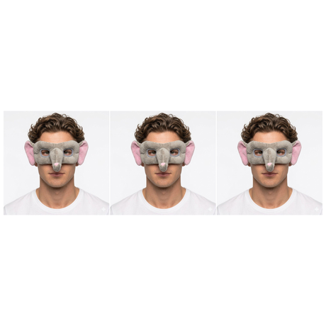3x Elephant Eye Mask – Animal Costume Accessory for Halloween & Party (Pack)