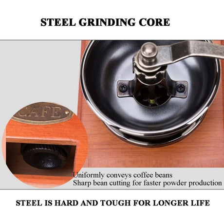 Antique Coffee Grinder Mill Manual Hand Made Wooden Bean Grind Pepper