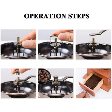 Antique Coffee Grinder Mill Manual Hand Made Wooden Bean Grind Pepper