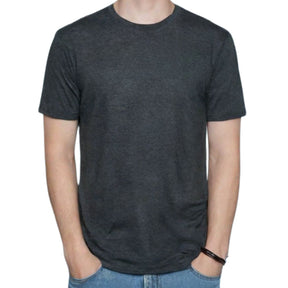 Mens COTTON STRETCH T-SHIRT Tee Top Plain Blank Adults Slim Skinny Fitted - Black